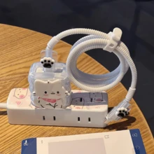 5件套可爱卡通黑白猫爪保护套，适用于18/20W充电器适配器保护套，兼容 11/12/13/14/15/16 Pro Max/Plus，二合一保护壳组合 - 彩色 - 查看 6