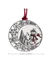 1pc, Christmas Tree Ornament, Hanging Metal Christmas Decoration, Handcrafted Holiday Ornaments, Rustic Pendants, Unique DIY Handcrafted, Home Decor, Party Decor, Xmas Tree Decor - Silver - View 3