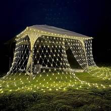 1 Pack 2m X 3m Solar Powered LED Christmas Net Lights, IP65 Waterproof, 8 Modes, Low Voltage Mesh String Lights, Suitable For Christmas Tree, Shrubs, Wedding, Garden, Outdoor, Indoor Thanksgiving Christmas Halloween Decor, With Solar Panel, Landscape Lighting Decoration - 太陽能網燈 - 查看 2
