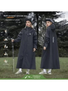 1 قطعة معطف مطر طويل من قماش أكسفورد مقاوم للماء، بتصميم يناسب الجنسين، مزود بعاكسات للرياح، مناسب للتنزه والتخييم والتسلق والدراجات الهوائية للاستخدام في الأماكن المفتوحة، متوفر بألوان متعددة