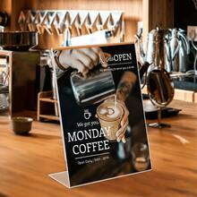 2 piezas Soporte inclinado de acrílico de 4x6 pulgadas: Soporte inclinado para exhibir letreros, menús, volantes y documentos - Organizador de escritorio transparente para cafés, tiendas, oficinas, bares y restaurantes