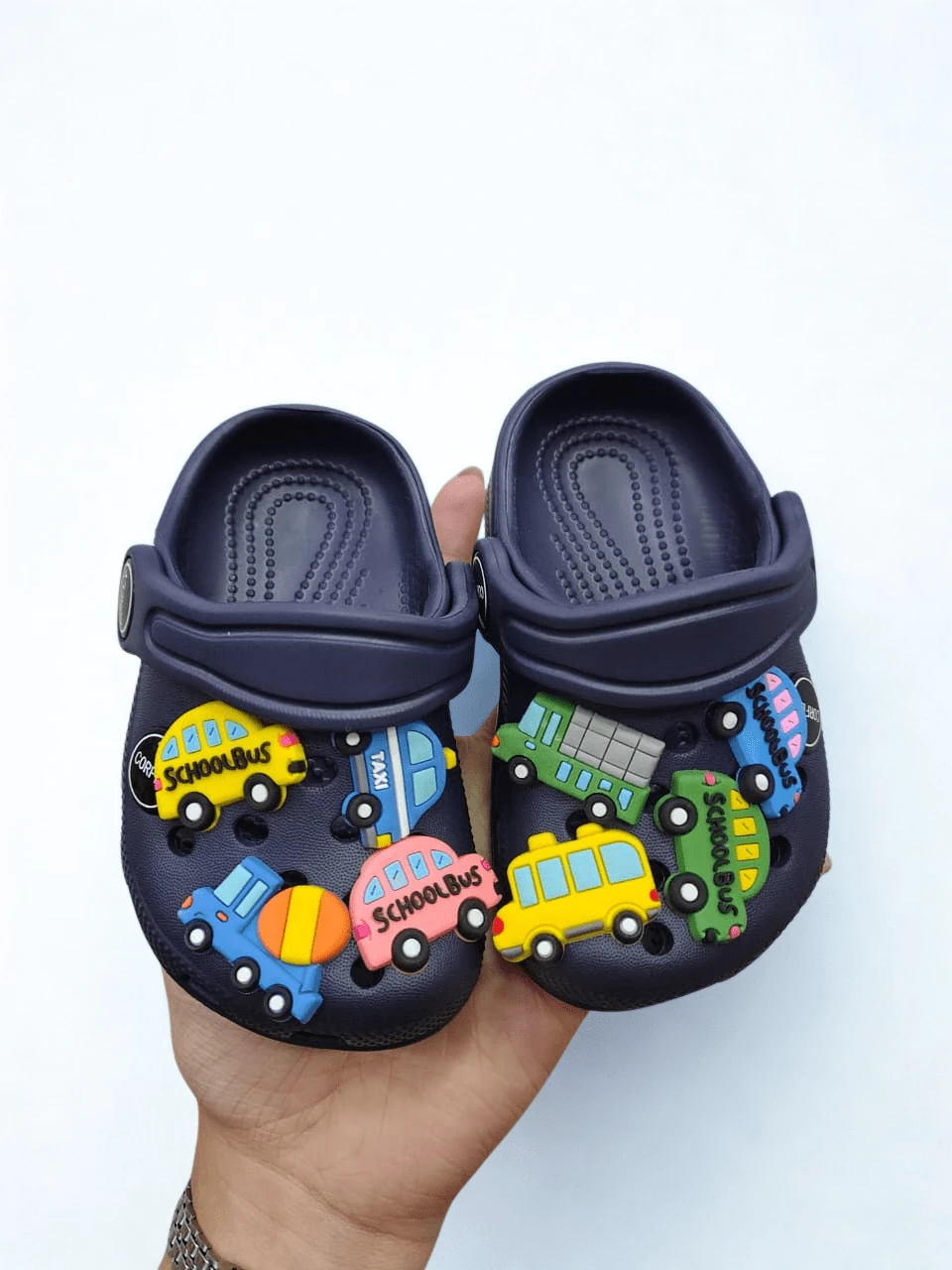 Children's Flip Flops, Corfly Style, Lightweight, 100% EVA, Brooches - Navy Blue - View 1