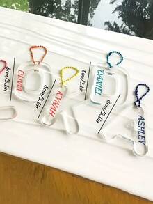 Personalized Keychain With Initial Letter, Various Color Crystal Name Tags, Backpack Initial Name Tags, Suitable For Christmas Gifts, Elegant And Unique Keychain With Pearl Chain Decoration