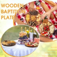 独特隔层木托盘 - 复古风格小吃盘，适合盛放甜点、小吃、面包、披萨、奶酪、水果等。| 万圣节、圣诞节和生日派对的必备之选，（食品材质），礼品托盘，优质木托盘，多功能厨房用品，家居装饰