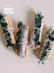 Vara de sahumerio aromática de salvia blanca, palo santo, eucalipto y lavanda, con aroma relajante y sanador a vainilla