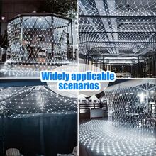1 Pack 2m X 3m Solar Powered LED Christmas Net Lights, IP65 Waterproof, 8 Modes, Low Voltage Mesh String Lights, Suitable For Christmas Tree, Shrubs, Wedding, Garden, Outdoor, Indoor Thanksgiving Christmas Halloween Decor, With Solar Panel, Landscape Lighting Decoration - 太陽能網燈 - 查看 5