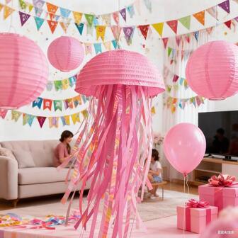 31 Inch Blue, Pink, Purple Jellyfish Hanging Decor, Paper Craft, Party Decoration/Happy Birthday, Halloween, Christmas, Easter, Thanksgiving, Graduation, Home Decor, Room Decor, Graduation Decor, Bedroom Decor, Wedding Decor, Birthday Decor, House Decor, Living Room Decor, Party Supplies, Birthday, Graduation Gift, Fairy Tale Decor, Christmas Decor, Home Christmas Decor, Christmas, Christmas Ornaments, Halloween Decor