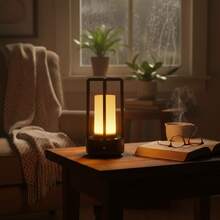 QUIGO Lantern Table Lamp Cordless, LED Night Light Portable Battery Operated Lights Rechargeable Desk Lamp 3 Colors Rechargeable Cordless Camping Bedroom Bar Wireless End Side Table Patio - 黑色 - 查看 5