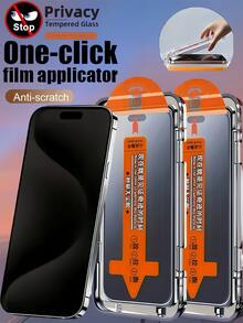 2pcs Privacy Tempered Glass Screen Protector, Compatible With IPhone 17 16 15 14 13 12 11 Pro Max XS XR X XS, 9H Hardness, Full Speaker Coverage, Touch Sensitive, Easy Installation With Auto-Adsorption, Rounded Edges, Dust-Proof Design, One-Time Precise Adhesion, No Bubbles Or White Edges, Ultra-Clear Front Display, Friendly To Phone Case - Black - View 20