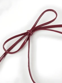 Top ajustado Latex Halter sin espalda sin mangas rojo ,Ropa de calle para mujer - Rojo - Ver 9