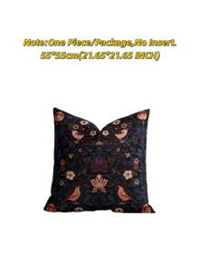 1 pieza/2 piezas Funda de almohada decorativa cuadrada, con patrón floral pastoril, adecuada para todas las estaciones, disponible en varios colores y tamaños, funda de almohada de tela jacquard multicolor de alta densidad, sin relleno de almohada, cierre con cremallera, aplicable para fiestas festivas, fundas de cojín de sofá, camas, salas de estar, oficinas, automóviles y como regalo. - pájaro negro - Ver 16