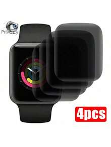 4片装防偷窥新款第十代屏幕保护膜，适用于Ultra/SE/8/7/6/5/4/3/2/1/10/11，38/40/41/42/44/45/49/46mm，3D全覆盖保护膜，防偷窥膜 - 黑色4PCS - 查看 22