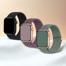 3 paquetes de correa elástica trenzada y ventilada compatible con Apple Watch Series 11 de 42 mm y 46 mm para hombres y mujeres, estilos deportivos y de ocio compatibles con Ultra de 49 mm, 45 mm, 44 mm, 46 mm, 42 mm, 41 mm, 40 mm y 38 mm, Ultra 2/Ultra, correa de nailon elástico tejido suave y casual, compatible con cierre de bucle único ajustable Series 11/10/9/8/7/6/5/4/3/2/1/SE