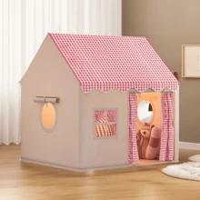 室内/室外游戏屋帐篷，公主折叠游戏帐篷，秘密基地生日礼物 - 卡其色 - 查看 6