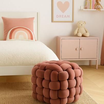  Otomanos trenzados de terciopelo – Descansa pies decorativo, ideal para sala, recámara o espacios infantiles | Taburete suave y versátil ENTRENUDOS