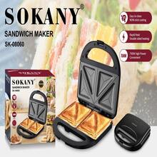 SOKANY 08060 Sandwich Maker, Household Breakfast Machine, 3-In-1 Bread Toaster, Grill And Omelette Maker, PFAS-Free Non-Stick Coating, Stainless Steel Electric Sandwich Maker, Suitable For French Toast, Grilled Cheese, Omelette And More, Compact And Easy To Store, Multi-Functional Home Heating, Grilling, Baking And Omelette Maker, Suitable For 2-3 People
