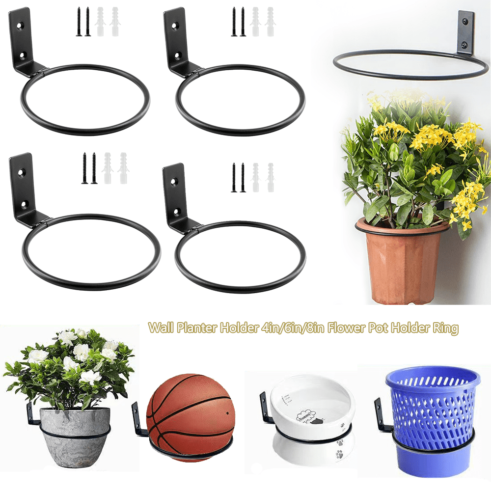 Soporte de pared para macetas de 4 pulg./5 pulg./6 pulg./8 pulg., juego de soportes de pared para macetas, soporte de pared para macetas de metal en color negro mate, soporte colgante para plantas, soporte pequeño de metal para plantas, para jardín, balcón, hogar, patio y macetas
