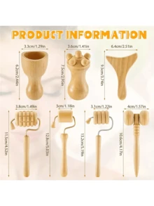 1pc Wooden Massage Tool For Body Relaxation, Can Be Used For Massaging Muscles Of Abdomen, Legs, Back, Neck, Shoulders, Waist To Relieve Tension, Wooden Scraping Gua Sha Massage Tool, Suitable As Holiday Gift For Friends - Beige - View 2