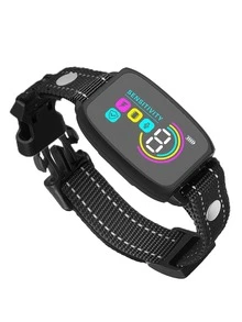 可充电智能防吠狗项圈，4 种模式组合，彩色屏幕，8 种可调节灵敏度等级（蜂鸣、振动和电击），适用于小型、中型和大型犬，防吠训练用品