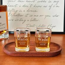 Personalized Mini Whiskey Glass, Groomsman Custom Gift, Laser Engraved Glass Cup, Wedding Party Whiskey Glass, Wedding Favor, Groomsman Gift, Personalized Mini Whiskey Glass, Engraved Groomsman Design, Groom Beer Mug, Wedding Party Engraved Glass, Groomsman Engraved Beer Mug - Transparent - View 2