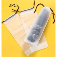 2/5 peças bolsa de armazenamento tipo guarda-chuva semitransparente, à prova d'água e fosca com cordão - bolsa organizadora reutilizável, portátil, para uso doméstico e externo