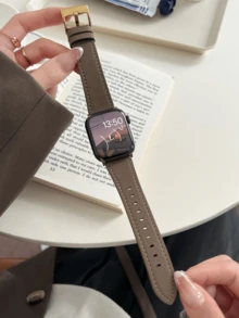 1pc Soft Leather Watch Band, Compatible With Apple Watch, Women's Sport Style, Fits 38mm, 40mm, 41mm, 42mm, 44mm, 45mm, 46mm, 49mm, Compatible With Apple Watch Series 10/9/8/7/6/5/4/3/2/1 SE Ultra - Coffee Brown - View 6