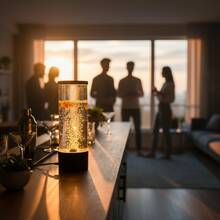 QUIGO Bubble Fish Lamp Aquarium Fish Tank Light Mood Light Cool Gift Color-Changing 3 Floating Fake Fish Aesthetic Home Office End Table Decor Gaming Room Auto Color Change - C-黑色 - 查看 5