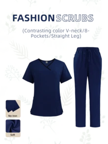 Pflege-Uniform Set, Kurzarm-Top und lange Hose