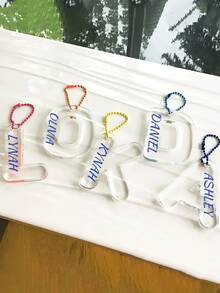 Personalized Keychain With Initial Letter, Various Color Crystal Name Tags, Backpack Initial Name Tags, Suitable For Christmas Gifts, Elegant And Unique Keychain With Pearl Chain Decoration