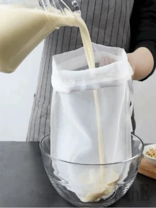 厨房网状过滤袋，现代白色多功能网状过滤袋，可重复使用的细网尼龙过滤袋，适用于酿造、制作坚果奶等 - 厨房小工具，轻松过滤，果汁和生菜过滤袋，可重复使用的细网尼龙过滤袋，适用于酿造、制作坚果奶等 - 厨房小工具，轻松过滤 - 預設 - 查看 2