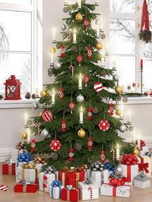 16pcs Christmas Red Candy Christmas Tree Decoration PVC Christmas Candy Decoration, Red Christmas Pendant, Candy String Pendant, Gingerbread Man Decoration, Festival Decoration, Christmas Tree Party Decoration.