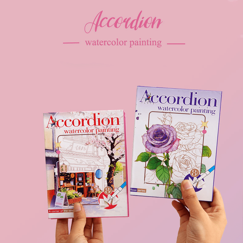 1 件折叠水彩画书、成人涂色书、DIY 涂鸦画书、水彩画记事本，含 1 支画笔 - 彩色 - 查看 11