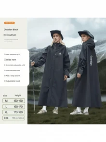 1 قطعة معطف مطر طويل من قماش أكسفورد مقاوم للماء، بتصميم يناسب الجنسين، مزود بعاكسات للرياح، مناسب للتنزه والتخييم والتسلق والدراجات الهوائية للاستخدام في الأماكن المفتوحة، متوفر بألوان متعددة