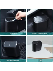 1pc Car Trash Can + 1 Roll (15pcs) Trash Bags, Mini Car Trash Can, Waterproof, Portable, Space-Saving, Car Storage Box, Car Sorting Box, Car Essential Accessory