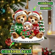Personalized Elephant Family Christmas Decorations, Customized Bear Christmas Decorations, Gifts For Family Members For Christmas, Customized Family Name Decorations,Elegant Living,Artful Living - Bear - View 1