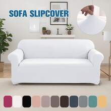 Ensemble de housses élastiques pour canapé, housses de meubles en spandex pour canapé, causeuse, fauteuil, anti-froissage, protecteur de meubles (gris clair, lait) Housse de canapé super extensible - Housse de canapé en spandex douce et antidérapante