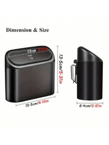 1pc Car Trash Can + 1 Roll (15pcs) Trash Bags, Mini Car Trash Can, Waterproof, Portable, Space-Saving, Car Storage Box, Car Sorting Box, Car Essential Accessory
