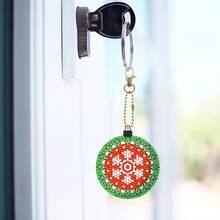 6 pièces/set Décoration de boule de Noël Pendentif Porte-clés Art Diamant, Kit artisanal 5D DIY pour débutants, Porte-clés exquis et pendentif en pierre gemme acrylique pour la décoration, Idée de cadeau de Noël parfaite, Kit de peinture de diamant rond