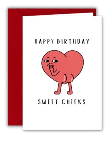 1pc Funny Birthday Card "Sweet Cheeks"|Sarcastic & Romantic Greeting Card For Couples|Best Friend Humor Gifts - Multicolor - View 1