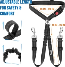 Coleira Guia de Corda Longa Dupla 2 em 1 Resistente para Passeio Cão Grande Médio Pequeno Porte Cachorro - Preto - Visão 5