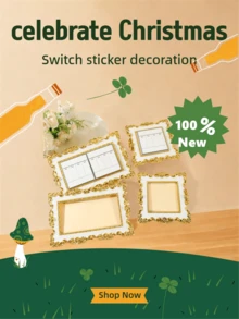 1 Stück Gold-Weiß Schalter Aufkleber, verwendet für Schalter Dekoration und Halloween, Weihnachten, Heim Wanddekoration