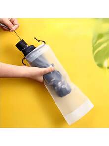 2/5 peças bolsa de armazenamento tipo guarda-chuva semitransparente, à prova d'água e fosca com cordão - bolsa organizadora reutilizável, portátil, para uso doméstico e externo