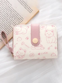 Short Women's Wallet Simple Cute Kitten Pattern Coin Purse Multi-Functional Card Holder With Multiple Card Slots Money Bag For Women Money Wallet Mini Wallet Purse Wallet Fall Autumn Cute Wallet Small Wallet Wristlet Wallet