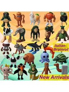 24-Piece Italian Brainrot Character Collectible Doll Set - Tungtungtung Sahur PVC Statue, Featuring Expressive Eyes, Poses, And Multi-Color Options (Green, Pink, Blue, Black, Brown, White, Gray, Red, Gold) - Chibi-Style Mini Figures Suitable For Game Enthusiasts, For Display And Shelf Decoration, Birthday/Holiday Gifts, Italian-Themed Collectible Set, With Labeled Characters And Expressions, Multi-Color Options. - Multicolor - View 5
