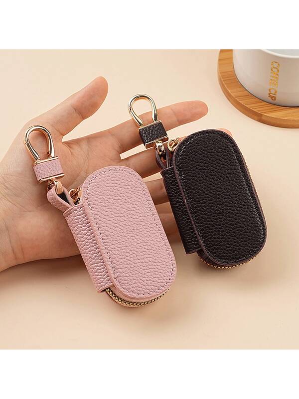 1 Solid Color Simple Lychee Pattern Women's Lychee Pattern Key Charter Universal Model Large Capacity Lightweight Household Key Bag Men For Women Wallet Mini Wallet Purse Wallet Keychain
