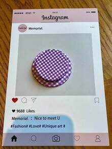 纯色格子图案磁性手机支架适用于 、Android 手机，生日、家人、朋友礼物推拉式手机握把手机配件 - 彩色 - 查看 9