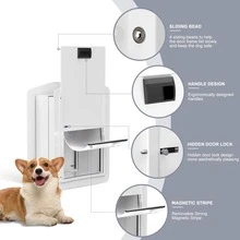 Double-Flap Dog Door For Doors And Wall, With Closing Panel And Lock, Doggy Door And Pet Door, Adjustable Passage, Suitable For Pets Up To 70 Lbs.(Large Size) - 白色 - 查看 2