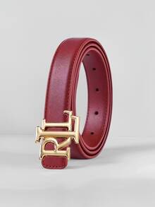 1pc New Letter Smooth Buckle 2.5cm Wide Women's Belt, Classic Fashion Personalized Design, Versatile Match With Jeans, Great Mother's Day Gift (In-Stock With No Defects)