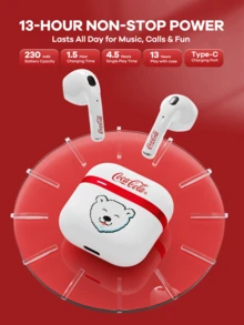 Coca Cola Wireless Earbuds, Wireless Stereo Earphones, Earphone Mini, Comfortable Earphones, Earphone Design, Active Noise Cancellation, Gift For Lover, Gift For Christmas,/New Year,/Special Day - White - View 9