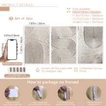 3 قطع / مجموعة لوحة فنية حديثة، مجموعة فن قماشي مجرد - ديكور جداري أنيق باللون الأبيض والرمادي، درجات لونية أرضية، محايد، فن زن، خطوط هندسية، ريفي، أسلوب حديقة زن، مؤطر أو غير مؤطر، ديكور غرفة، ديكور المنزل، ديكور شقة الطالب الجامعي، هدايا لديكور الجدران في الفندق، المنزل، غرفة المعيشة، غرفة النوم، الحمام والمكتب